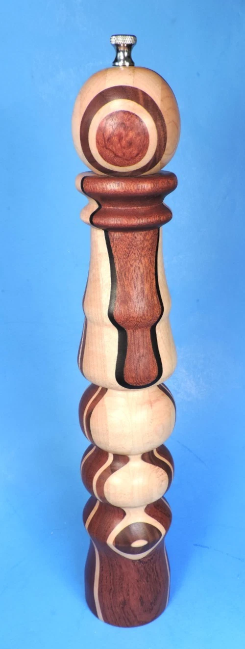 15" TURNED MIXED WOODS PEPPER MILL (NWOB)