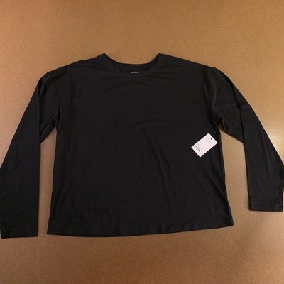 Sonoma Womens Large Mineral Black Long Sleeve Stretch Knit Sleepwear T-Shirt NWT