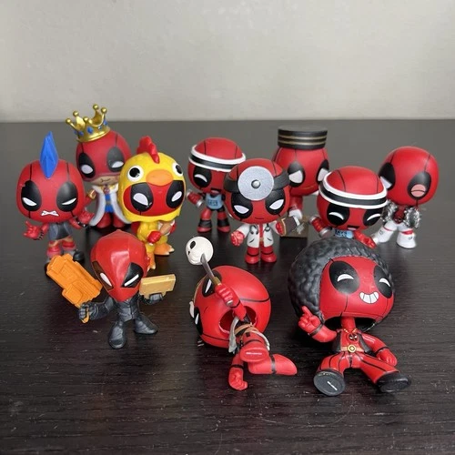 Funko Marvel Mystery Deadpool Series Bobbleheads & Other Lot Of 11