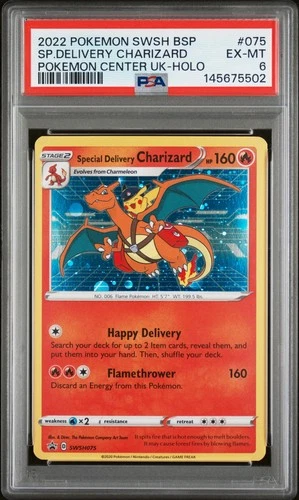 2022 POKEMON SWSH BLACK STAR PROMO #075 SPECIAL DELIVERY CHARIZARD-HOLO PSA 6