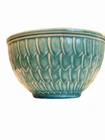 Vintage McCoy Pottery Mixing Bowl – Teal Aqua Fish Scale Feather Pattern