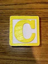Vintage Wooden Alphabet Block Letter C Colored Sides Crafts 1.75x1.75