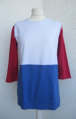 IDENTIC Damen Langarm Shirt blau weiß rot Gr. 40 / M Bluse