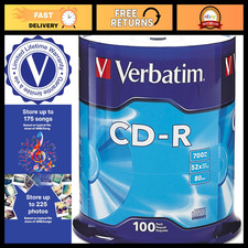 100 Pack CD-R Blank Discs 700MB 80 Min 52X Recordable for Data  Music - Spindle