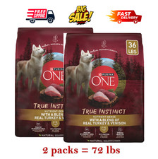 2 Packs -Purina ONE True Instinct Dog Dry Food - High-Protein, Natural,36lb 1.23 per pound