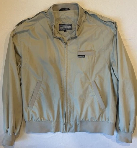Vintage Members Only Jacket Tan Beige Mens Large Full Zip Epaulettes video thumbnail