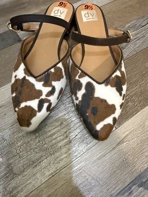 dolce vita Calf Hair Leopard Animal Print Mules Slip On Shoes Women's 9/5