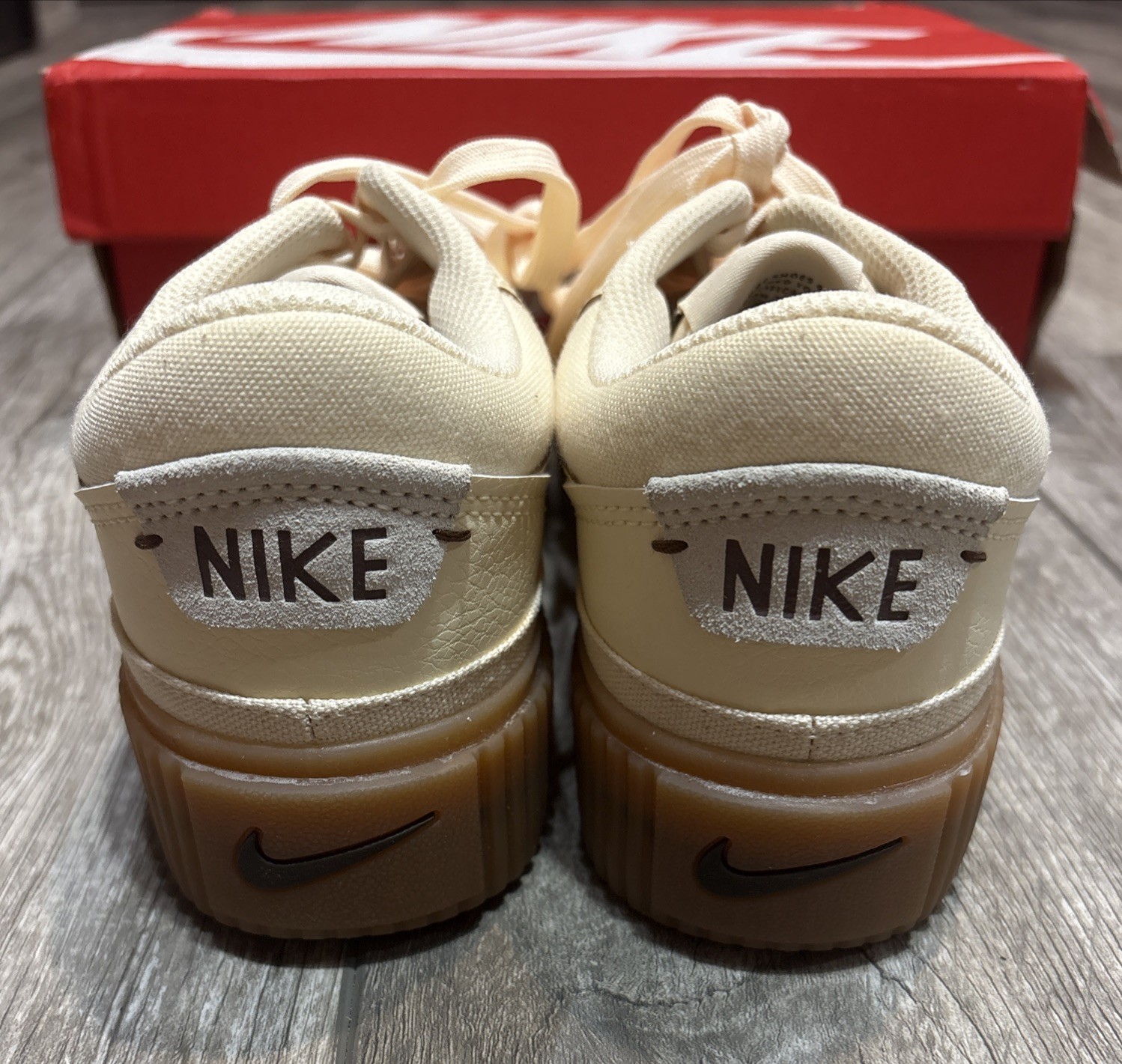 Nike Court Legacy Lift Platform Sneakers Womens 7 Off White Cacao Gum FV5526-104 thumbnail 7