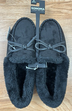 Sonoma Women's Sintia Moccasin Slippers in Black, Size Small 6-7 NEW