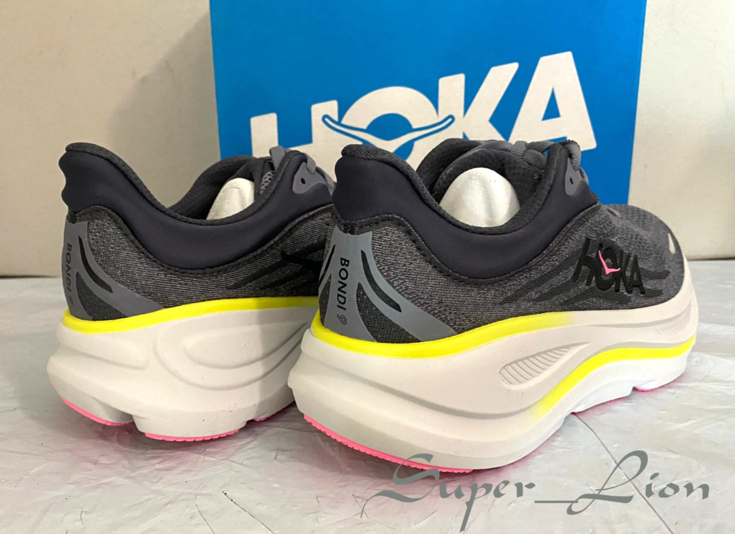 NEW HOKA One One Women's BONDI 9 Running Shoes - SIZE 7.5, 8.5 - Charcoal/Yellow thumbnail 8