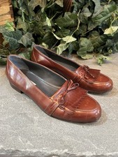 Bragano by Cole Haan Vintage Shoes Women's 10.5 M Kiltie Bow Brown Italy Slip On