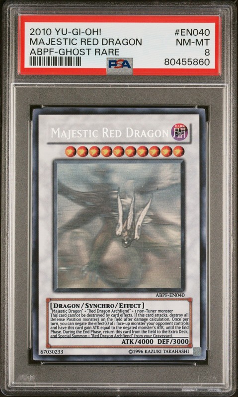 2010 YUGIOH ABPF-EN040 MAJESTIC RED DRAGON GHOST RARE PSA 8 NM #80455860