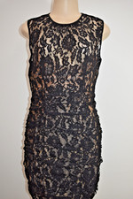 Nanette Lepore Black Lace Floral Cocktail dress Size 10 US on Sale sf