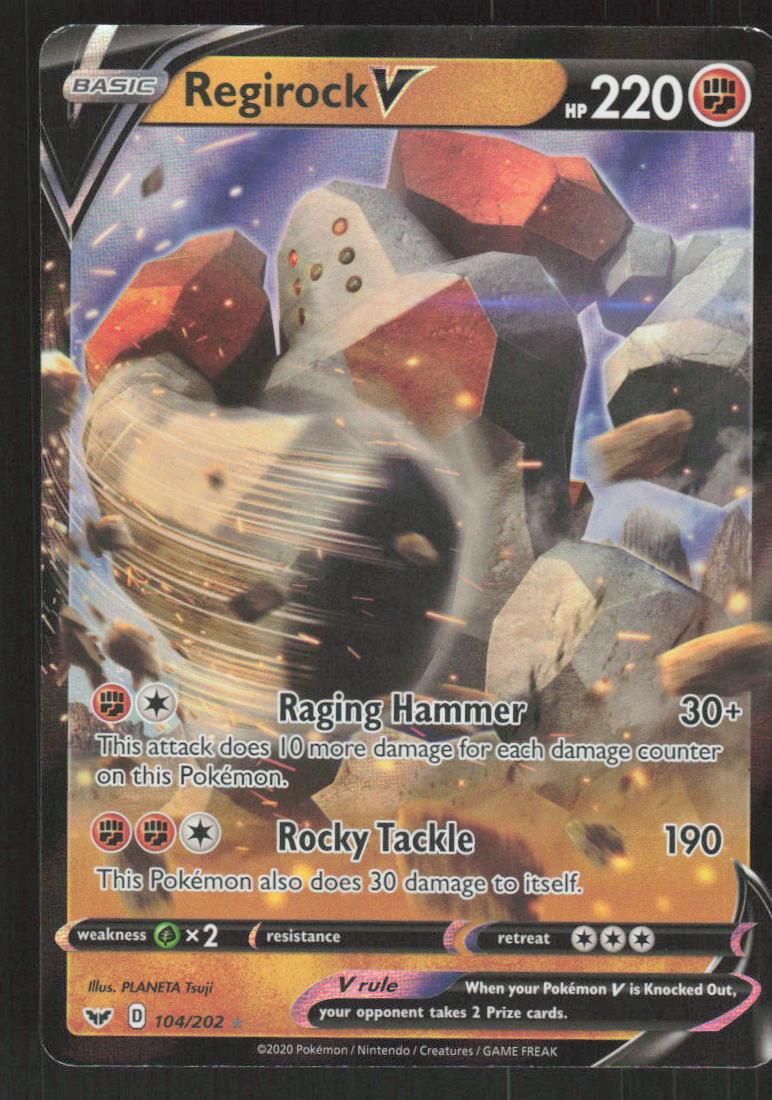 Pokemon TCG SWSH01: Sword & Shield Base Set #104/202 Regirock V NM