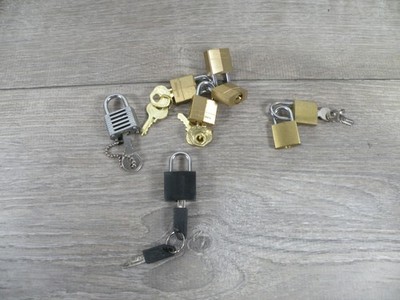 Lot of 9 Small Padlocks Master Lock Brass & Travel Locks Keys Included Security