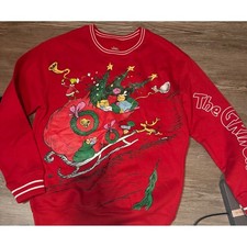 The Grinch Christmas Holiday Sweatshirt Red Dr Seuss Cartoon S