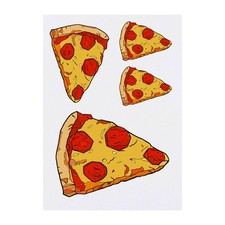 4 x 'Pepperoni Pizza Slice' Temporary Tattoos / Transfers TO00015279 