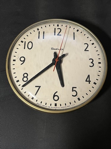 Vintage Simplex School Wall Clock Appx 13” #95925 For Parts | eBay
