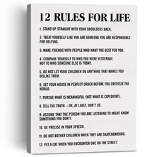 12 Rules for Life Canvas Painting Framed Wall Art Decor for Home Living Room ...