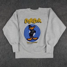 Vintage Looney Tunes Sweatshirt Men Large Daffy Duck Patch Made in USA Genus 90s