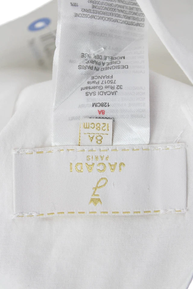 Vestido Jacadi Niñas Algodón Manga Corta Cuello en V Botón Línea A Blanco Talla 08 Foto 3 de 4