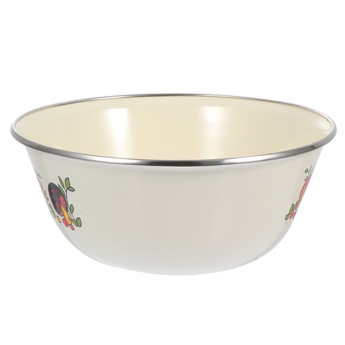 2 Pcs Beige Iron Enamel Salad Bowl Large Decorative Pitcher with Lid eBay