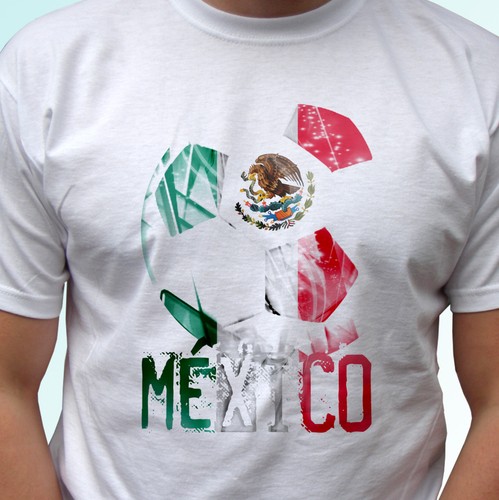 Mexico football flag white t shirt 