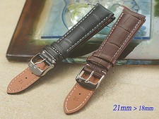 Import Genuine leather strap band bracelet fits Longines MASTER 21MM Brown Black