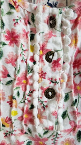 MANTARAY girls cotton laced trim floral print tiered 1/4 button dress age 4-5 - Picture 6 of 8
