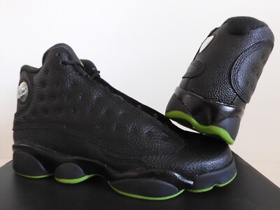 NIKE AIR JORDAN 13 RETRO BG BLACK-ALT GREEN SZ 4Y-WOMENS SZ