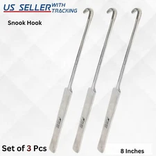 3 Pcs Spay Snook Hook Veterinary Surgical Instruments Stainless German Grade