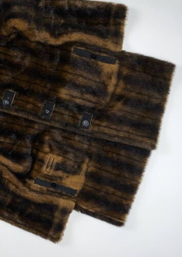 ๐จ 90s Balmain vintage heavy faux fur reversible coat jacket mans M browm black - Picture 3 of 16