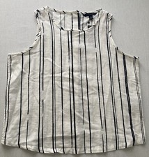 Banana Republic Womens blouse Cropped size S Sleeveless White Stripes New