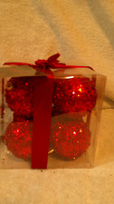 Christian Siriano Set Of 8 Red Glitter Shatterproof Christmas Ornaments New