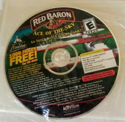Red Baron Ace Of The Sky 2004 Interactive Flight Game AOL Hours PC CD ROM New