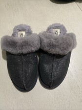 UGG SCUFFETTE II SPARKLE Gray WOOL SHEARLING LINED SLIPPER Size 6