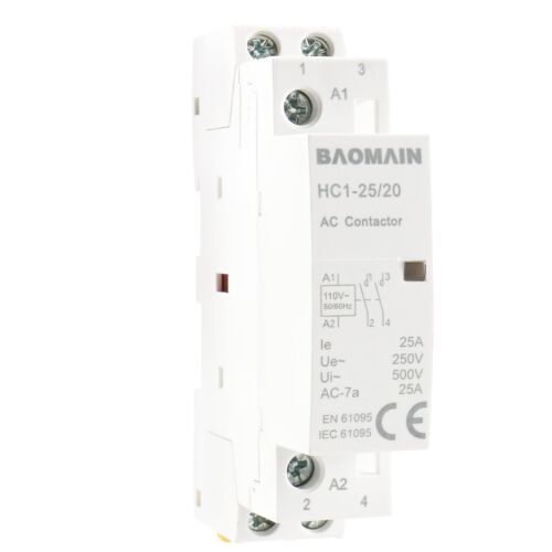 Baomain Universal AC Contactor HC1-25/20 AC 110V-120V 25A 2NO 50/60 Hz