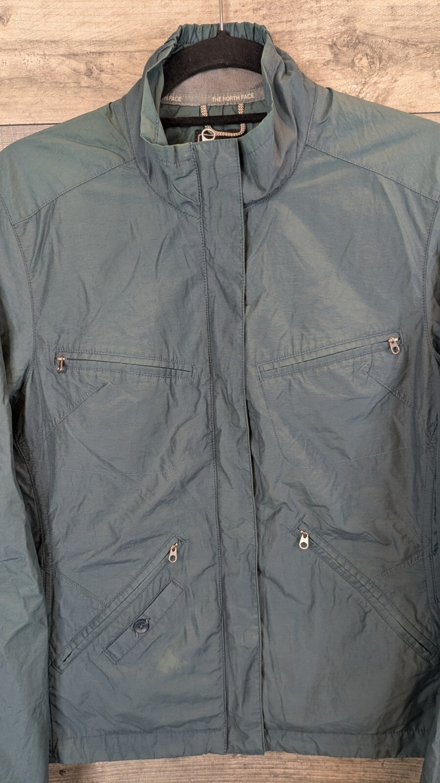 North Face Utility Jacket Womens Medium Petrol Blue Biker Style Zips Slim Fit  thumbnail 5