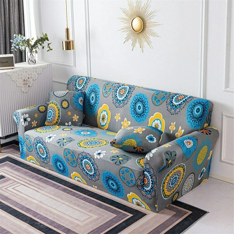 1 4 Seat Floral Sofa Covers Living Room Sectional Corner