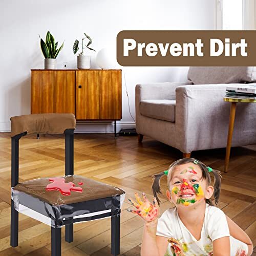 2 Pack Clear Plastic Chair Covers for Dining Room Kitchen Chair Protectors - Picture 2 of 7