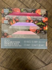 *New* Core Kitchen Set of 3 Reusable Food Storage Bags BPA & LEAD FREE