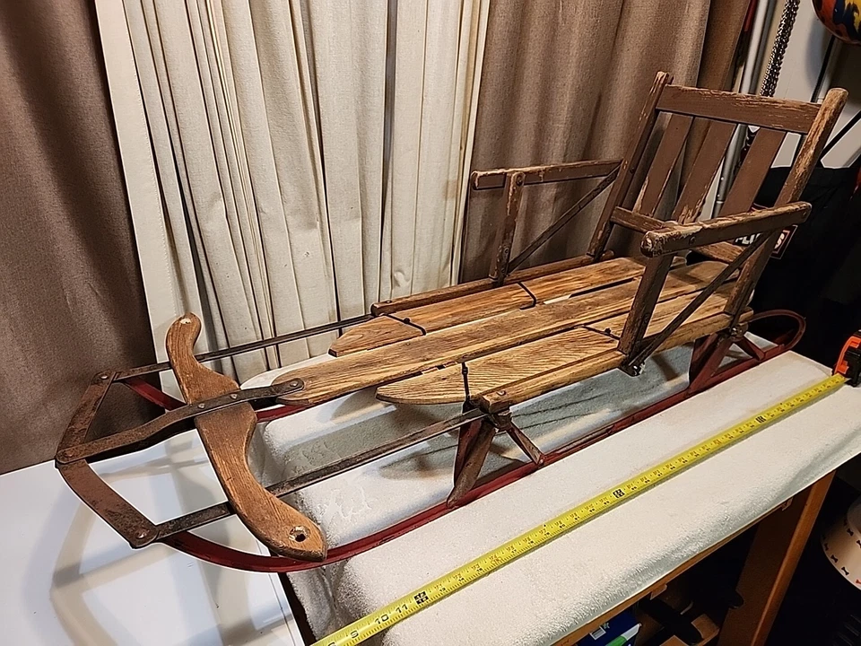 Radio Flyer trineo volante flexible vintage con respaldo de asiento. Muy Raro Semi Restaurado  Foto 2 de 4