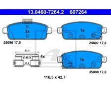 Brake pad set, disc brake ATE 13.0460-7264.2 for Opel