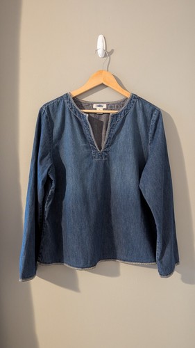 Old Navy Langarm Jeans Material Bluse, XL. Größengetreu.