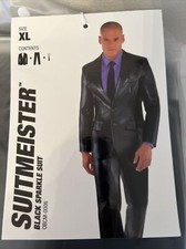 Suitmeister Black Sparkle 3pc Suit Halloween Costume Adult XL - NEW 