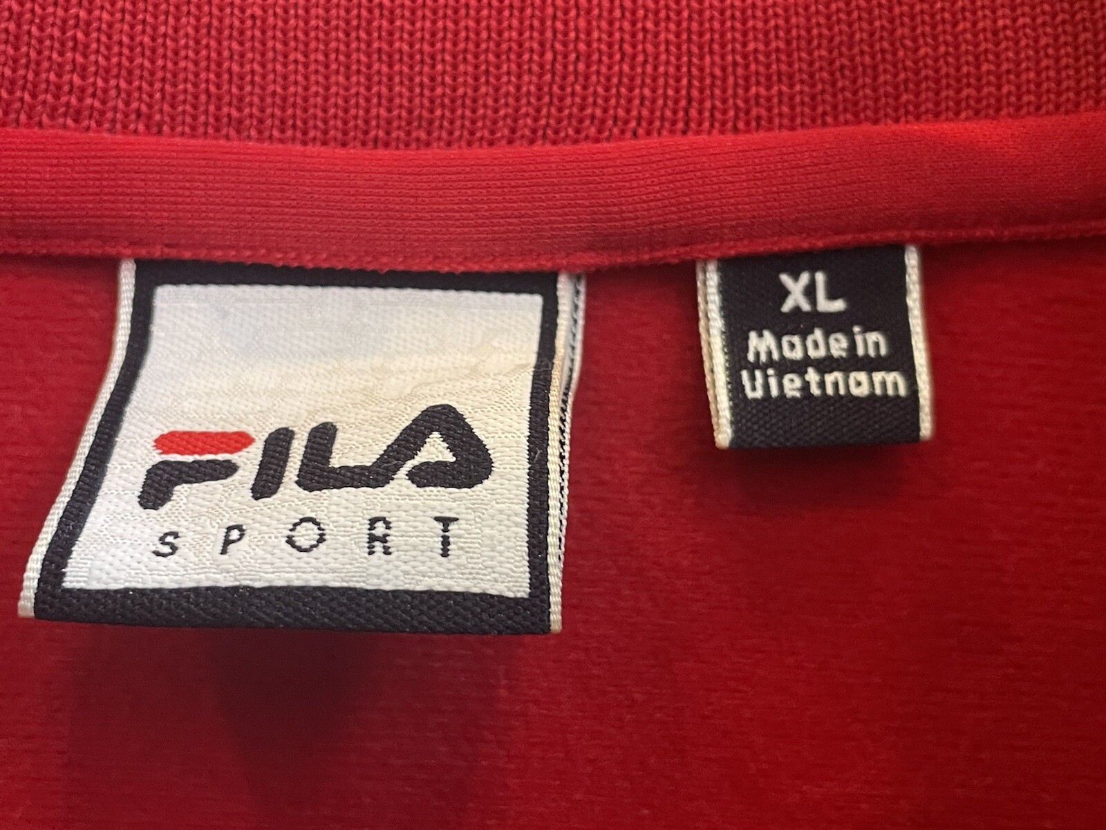 Vtg FILA Sport ITALIA SOCCER Football TRACK JACKET Black Red Embroidered SZ:XL