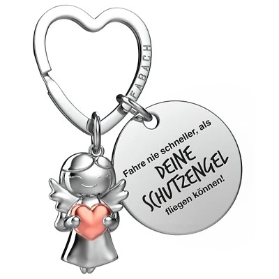 FABACH "Fahr vorsichtig" Schutzengel Schlüsselanhänger - Schutzengel mit Herz & Gravur