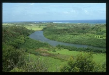 1980 Slide Wailua River Curving To Meet The Ocean Kauai Hawaii #3975