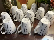 CORELLE Coordinates White/Black SIMPLE LINES Porcelain Coffee Cups 11 Available