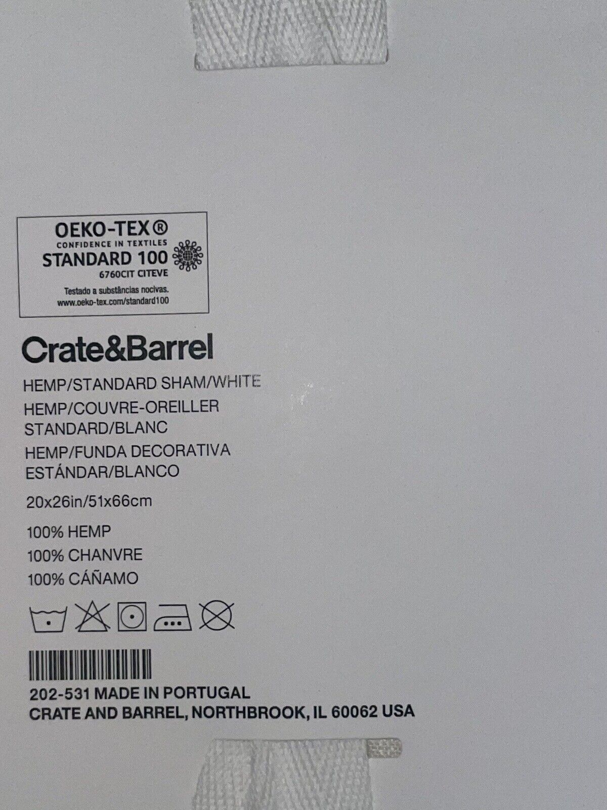 Crate&Barrel White Natural Hemp  Sham (Standard/White/202-531)